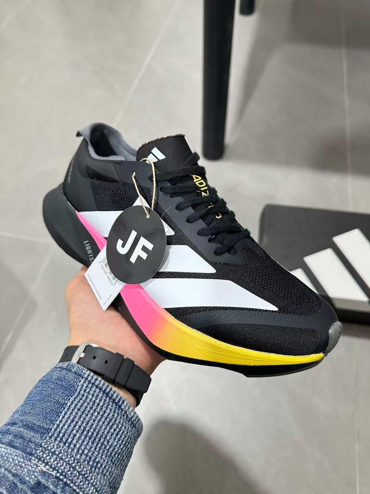 Adidas Duramo Speed (Core Black / Silver Metallic / Pink/Yellow Gradient colorway)