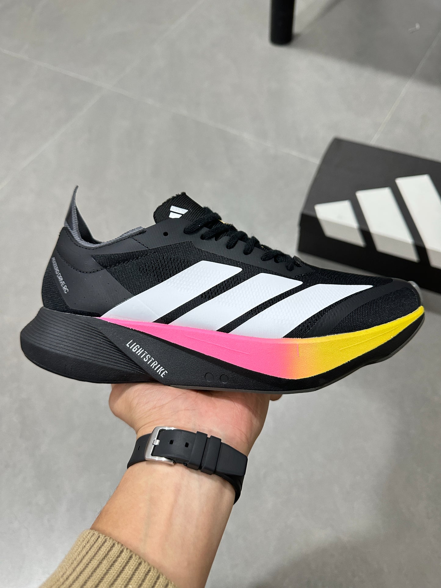 Adidas Duramo Speed (Core Black / Silver Metallic / Pink/Yellow Gradient colorway)
