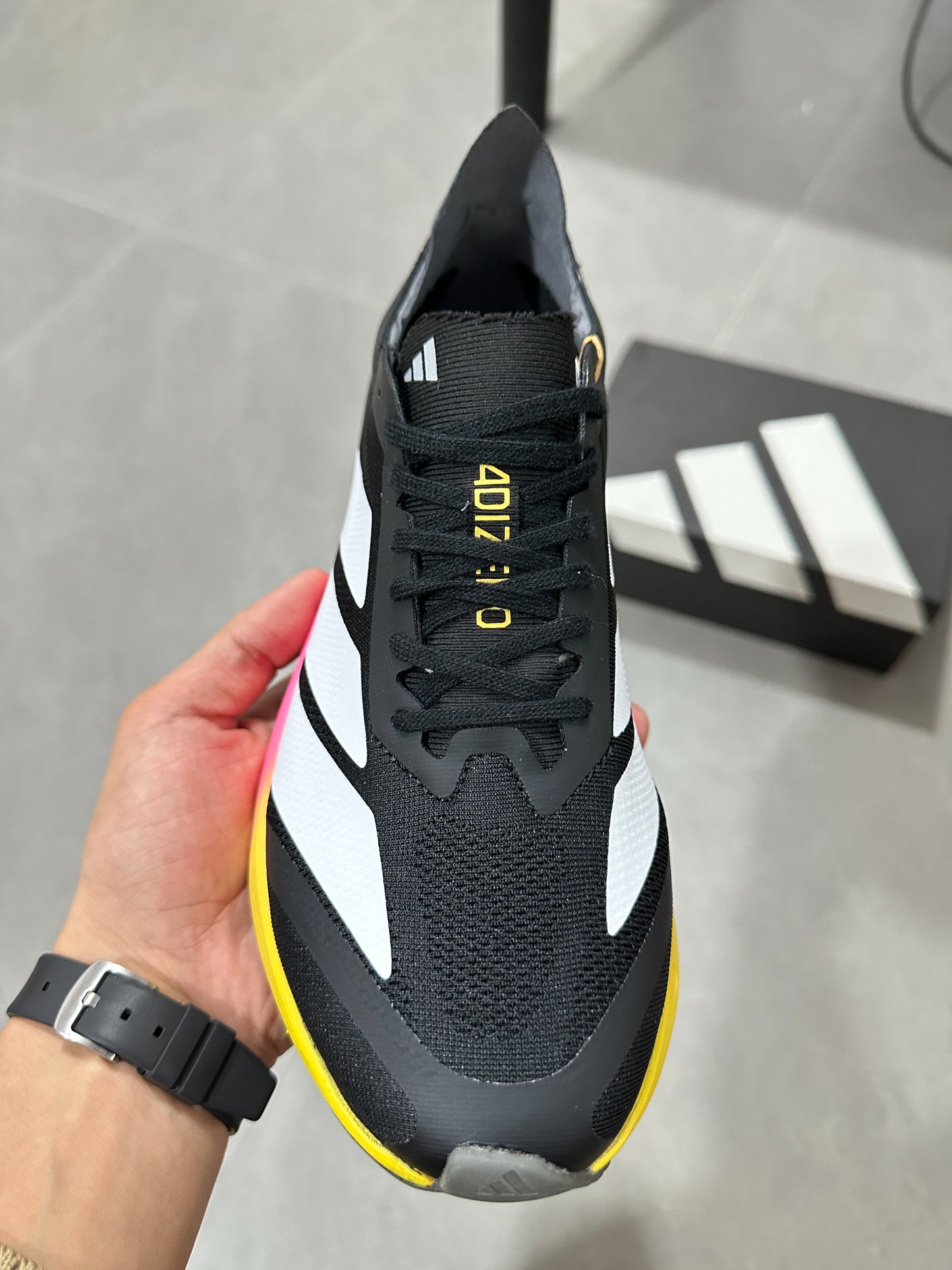 Adidas Duramo Speed (Core Black / Silver Metallic / Pink/Yellow Gradient colorway)