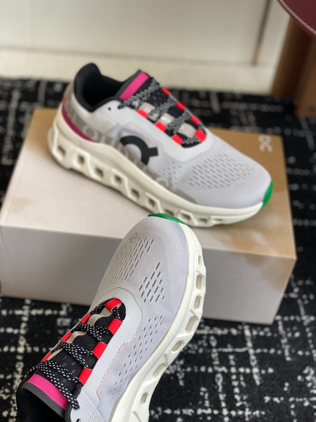 Cloudmonster White Grey Pink Green Cushioned Running Shoes Unisex Monster Chunky Sole Athletic Trainers