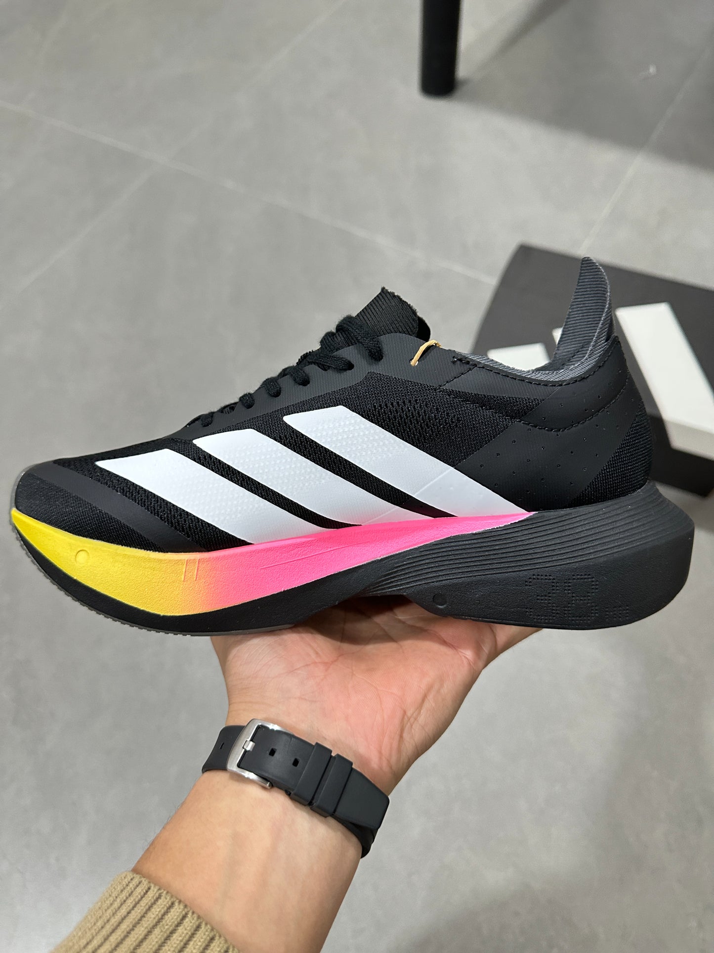 Adidas Duramo Speed (Core Black / Silver Metallic / Pink/Yellow Gradient colorway)