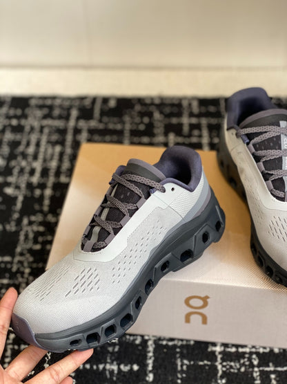 Cloudmonster Grey Black Cushioned Running Shoes Unisex Monster Chunky Sole Athletic Trainers