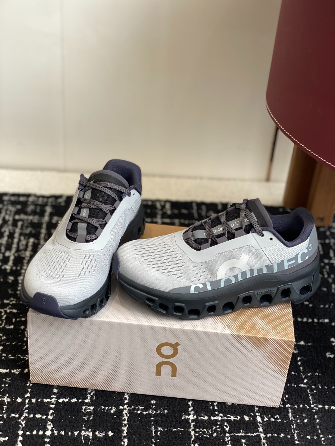 Cloudmonster Grey Black Cushioned Running Shoes Unisex Monster Chunky Sole Athletic Trainers