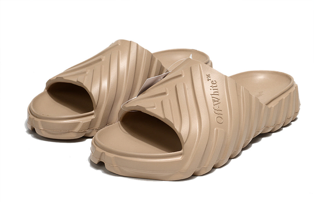 Off-White Tread Slides Beige