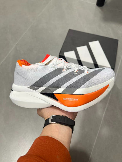 Adidas ADIZERO PRIME X3 STRUNG (Cloud White / Grey / Solar Red colorway)