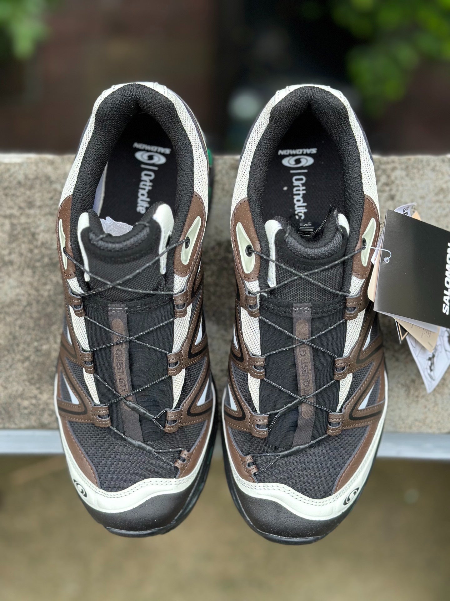 Salomon XA Pro 3D Brown Beige Green Accent Outdoor Performance Sneakers