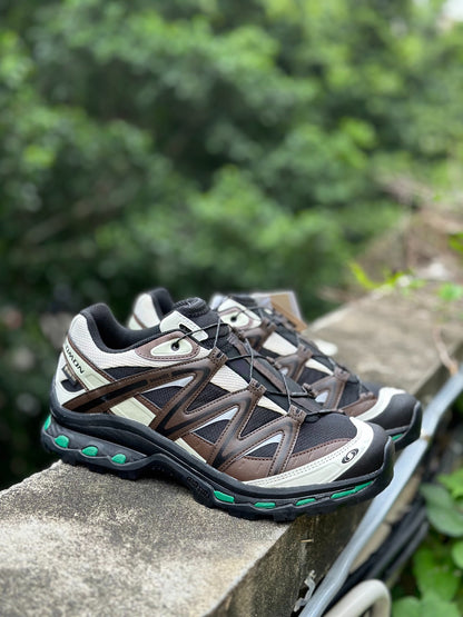 Salomon XA Pro 3D Brown Beige Green Accent Outdoor Performance Sneakers