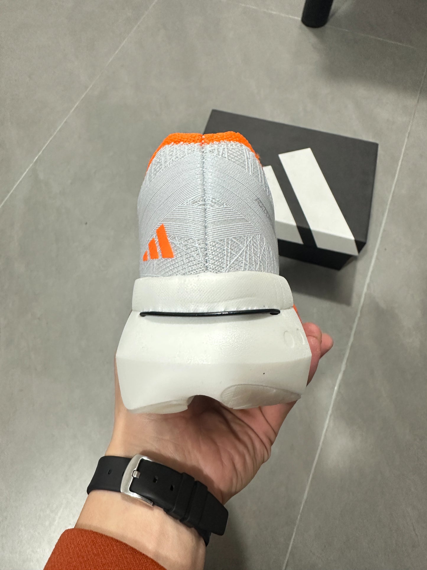 Adidas ADIZERO PRIME X3 STRUNG (Cloud White / Grey / Solar Red colorway)