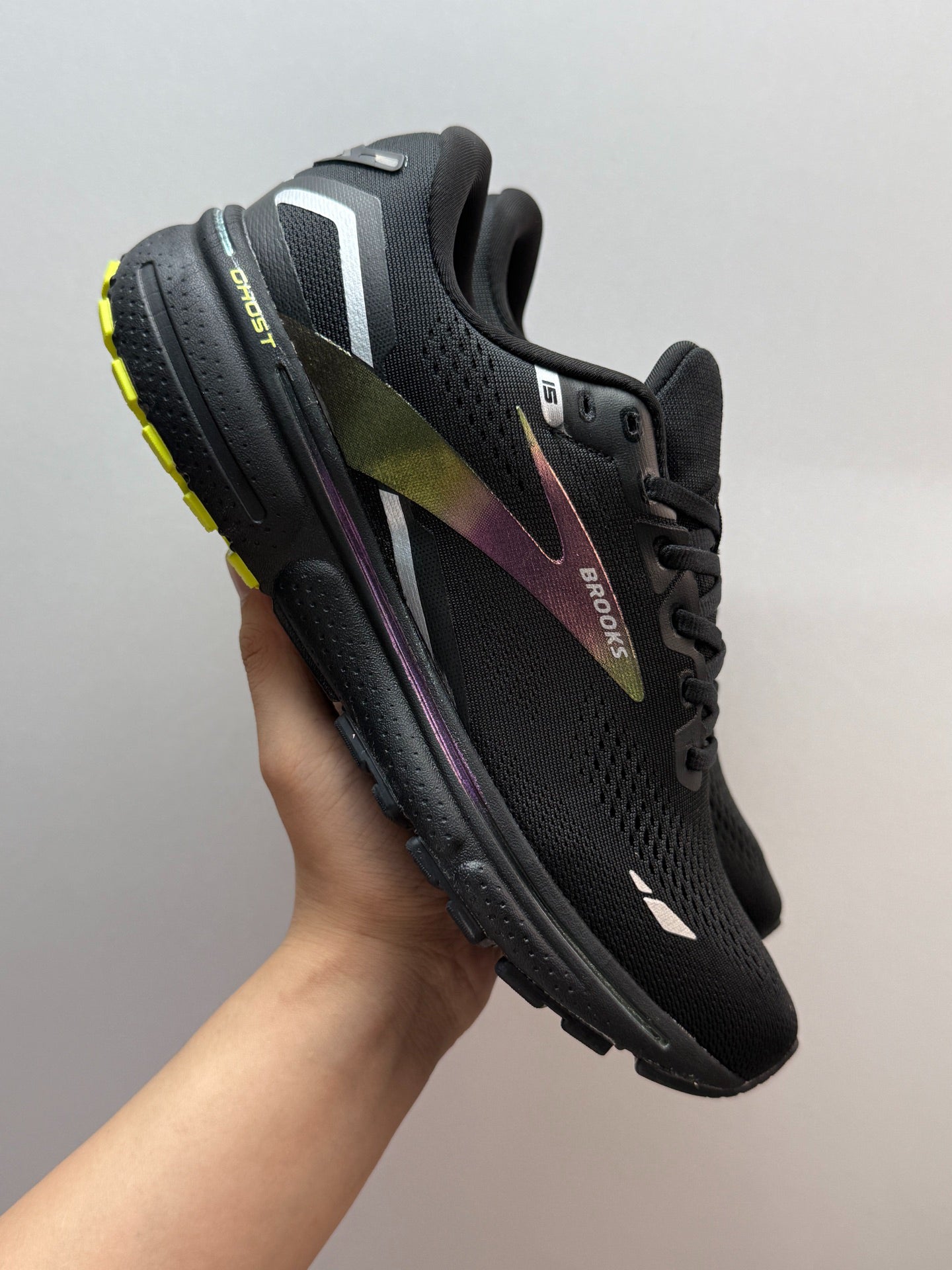 Brooks Men's Ghost 15 Neutral Road Running Shoes (Black/Pearl/Nightlife)