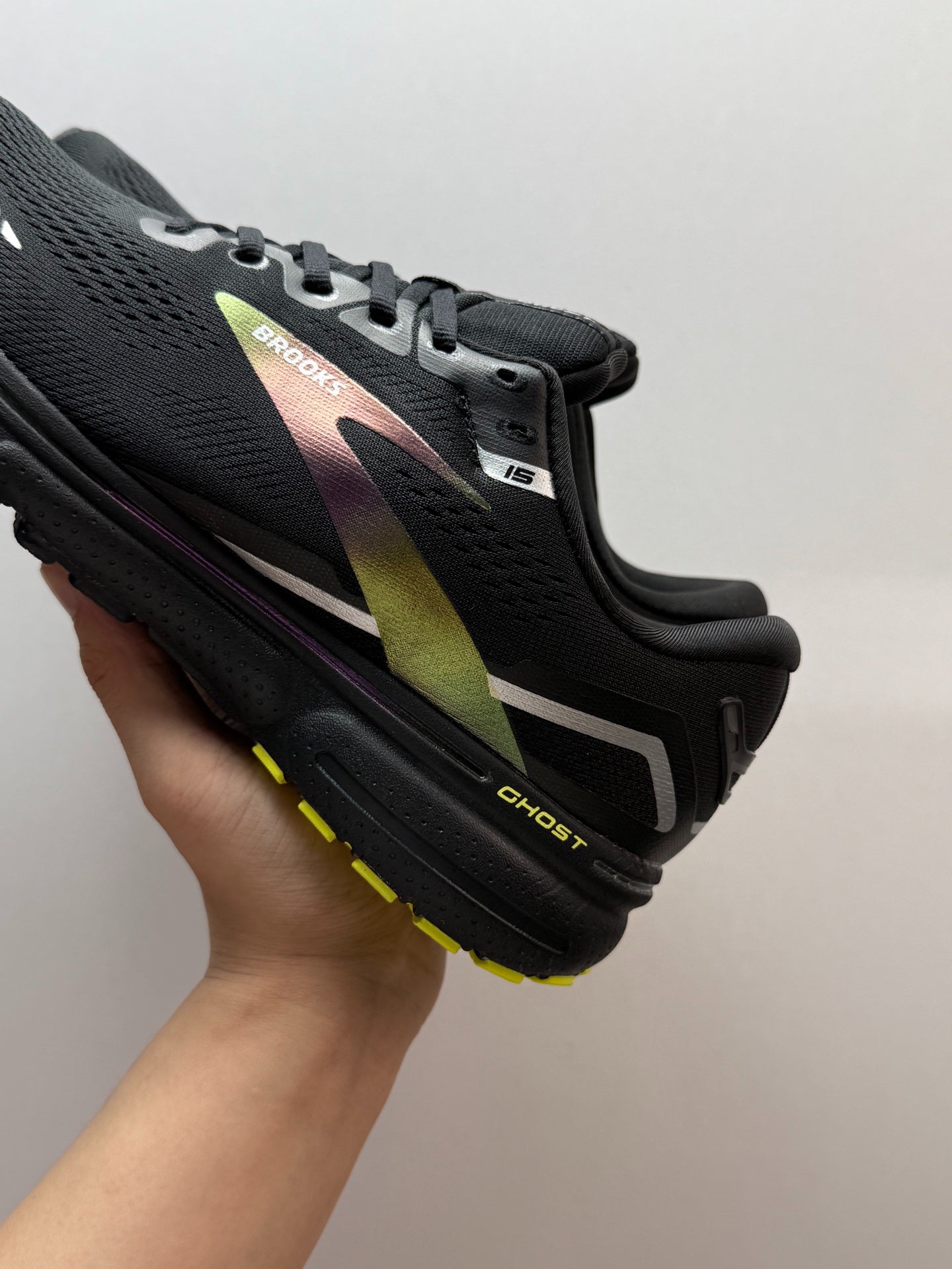 Brooks Men's Ghost 15 Neutral Road Running Shoes (Black/Pearl/Nightlife)