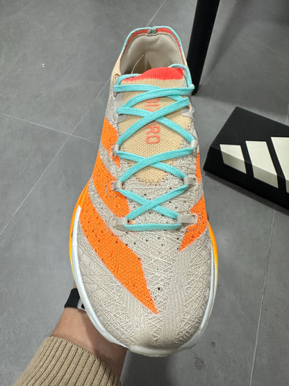 Adidas ADIZERO ADIOS PRO 4 (Beige / Orange / Turquoise colorway)