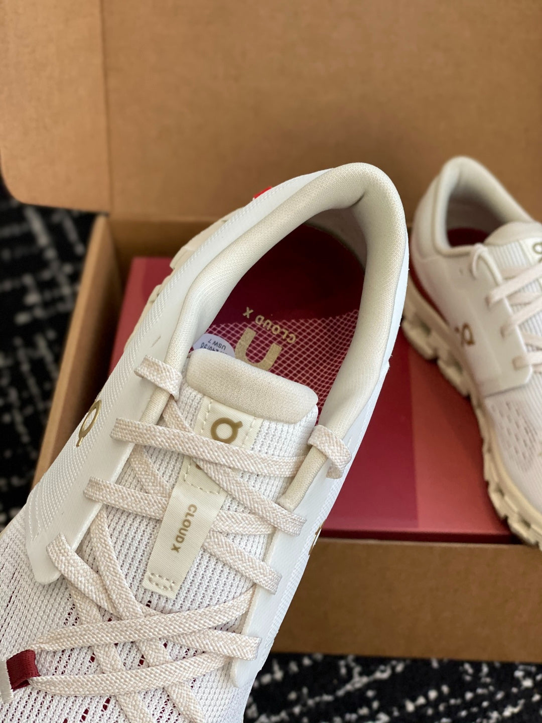 On Cloud X Off White Red Gold Mesh Casual Training Sneakers