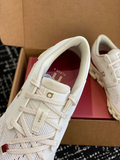 On Cloud X Off White Red Gold Mesh Casual Training Sneakers