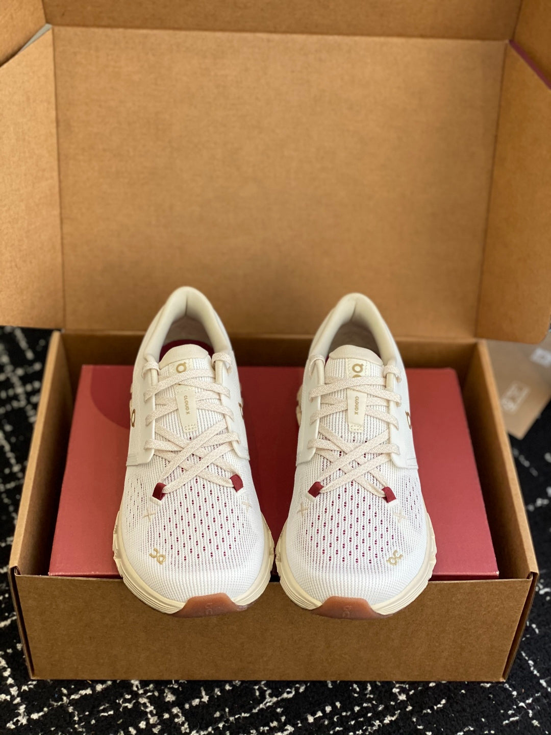 On Cloud X Off White Red Gold Mesh Casual Training Sneakers