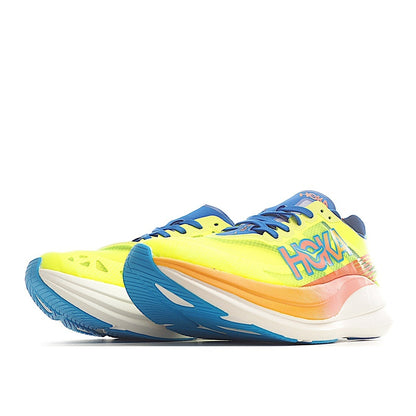 HOKA Rocket X2 Fluorescent green and sapphire blue