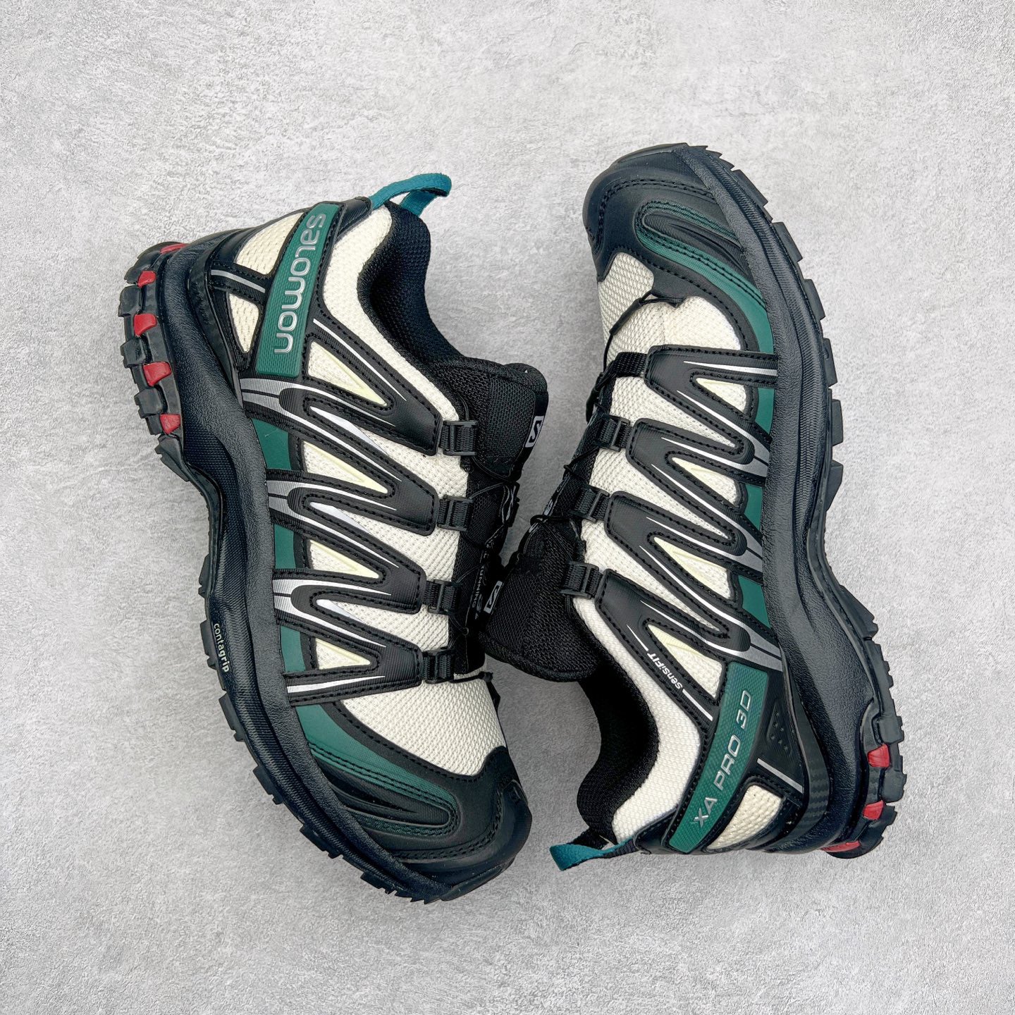 Salomon XA Pro 3D Black Green Cream Red Unisex Trail Running Sneakers
