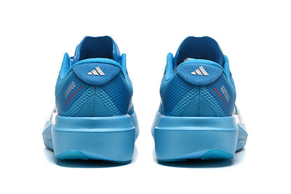 Adidas Adizero Evo SL Woven Running Shoes in Solar Blue / Silver Metallic / Lucid Red