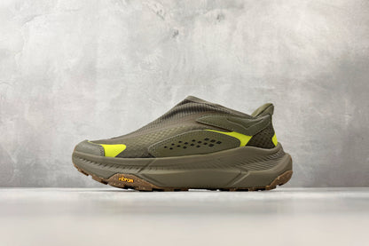 HOKA ONE ONE Project Transport "Olive / Citron" Slip-On Trail Sneakers （Style Code: 1162850-OLC）