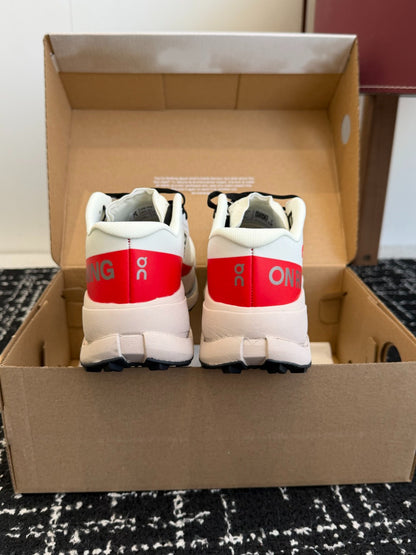 On Cloudmonster Unisex Road Running Sneakers Cream Off White Red Graphic Beige Thick CloudTec Sport Shoes