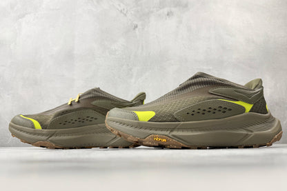 HOKA ONE ONE Project Transport "Olive / Citron" Slip-On Trail Sneakers （Style Code: 1162850-OLC）