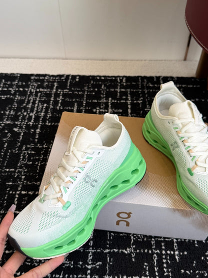 On Cloudtilt Unisex Sport Sneakers Cream White Bright Lime Green Hollow CloudTec Phase Midsole Road Running Shoes