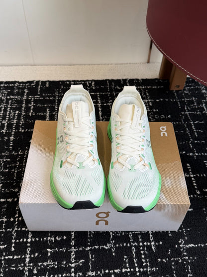 On Cloudtilt Unisex Sport Sneakers Cream White Bright Lime Green Hollow CloudTec Phase Midsole Road Running Shoes