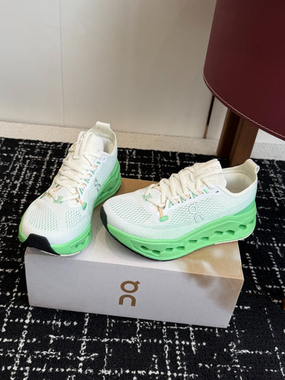 On Cloudtilt Unisex Sport Sneakers Cream White Bright Lime Green Hollow CloudTec Phase Midsole Road Running Shoes