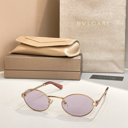 Bvlgari Serpenti Forever Luxury Oval Metal Sunglasses with Gold Frame and Gradient Grey Lenses