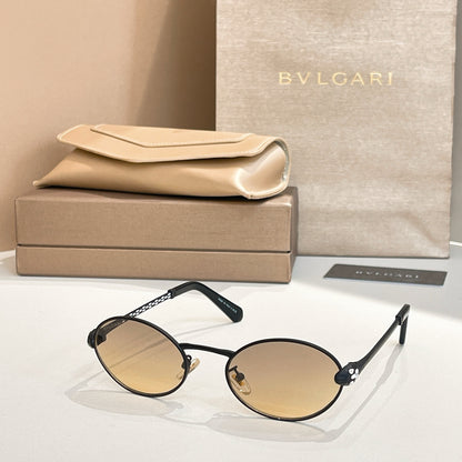 Bvlgari Serpenti Forever Luxury Oval Metal Sunglasses with Gold Frame and Gradient Grey Lenses