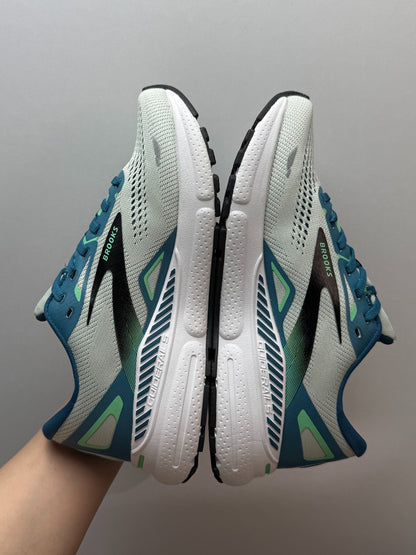Brooks Men's Adrenaline GTS 23 Supportive Road Running Shoes (Oyster/Deep Teal/Green Gecko)