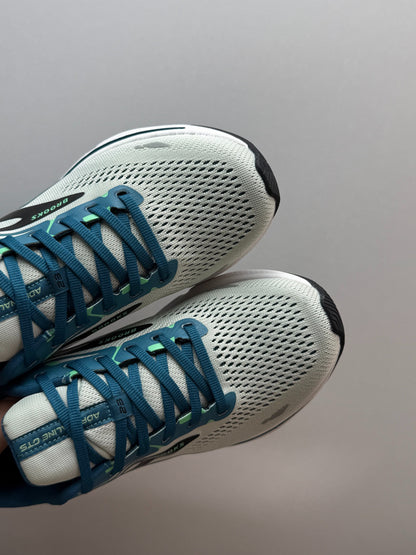 Brooks Men's Adrenaline GTS 23 Supportive Road Running Shoes (Oyster/Deep Teal/Green Gecko)