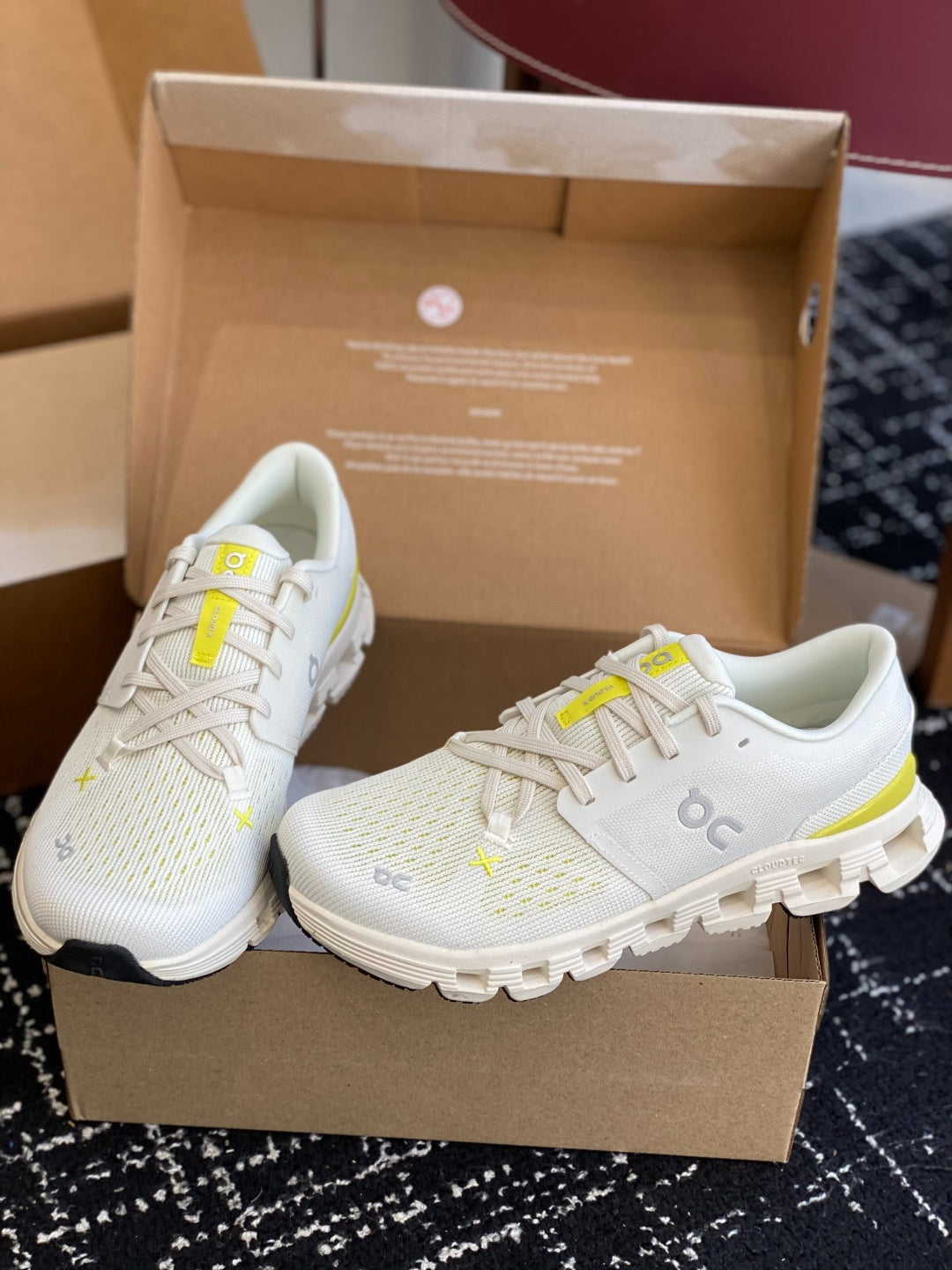 On Cloud X White Lemon Yellow Mesh Cross Training Jogging Sneakers
