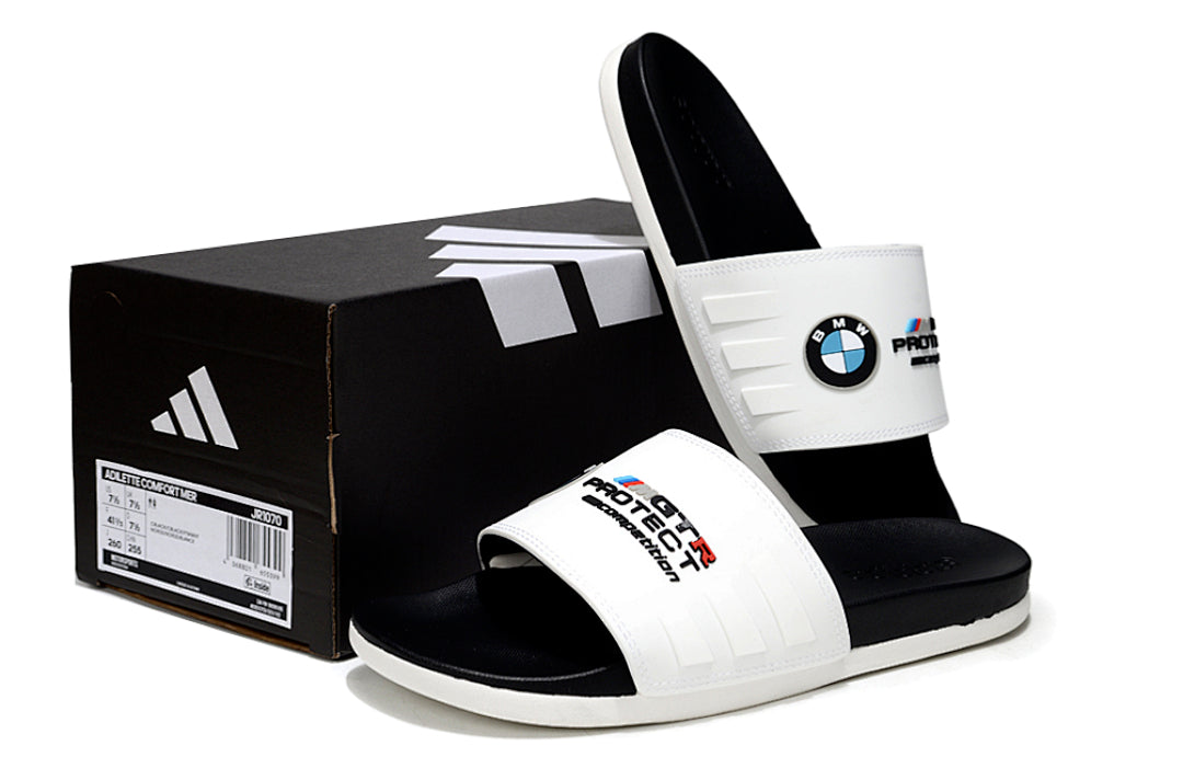 Adidas x BMW M GT3 Adilette Slides White Black Custom-Edition