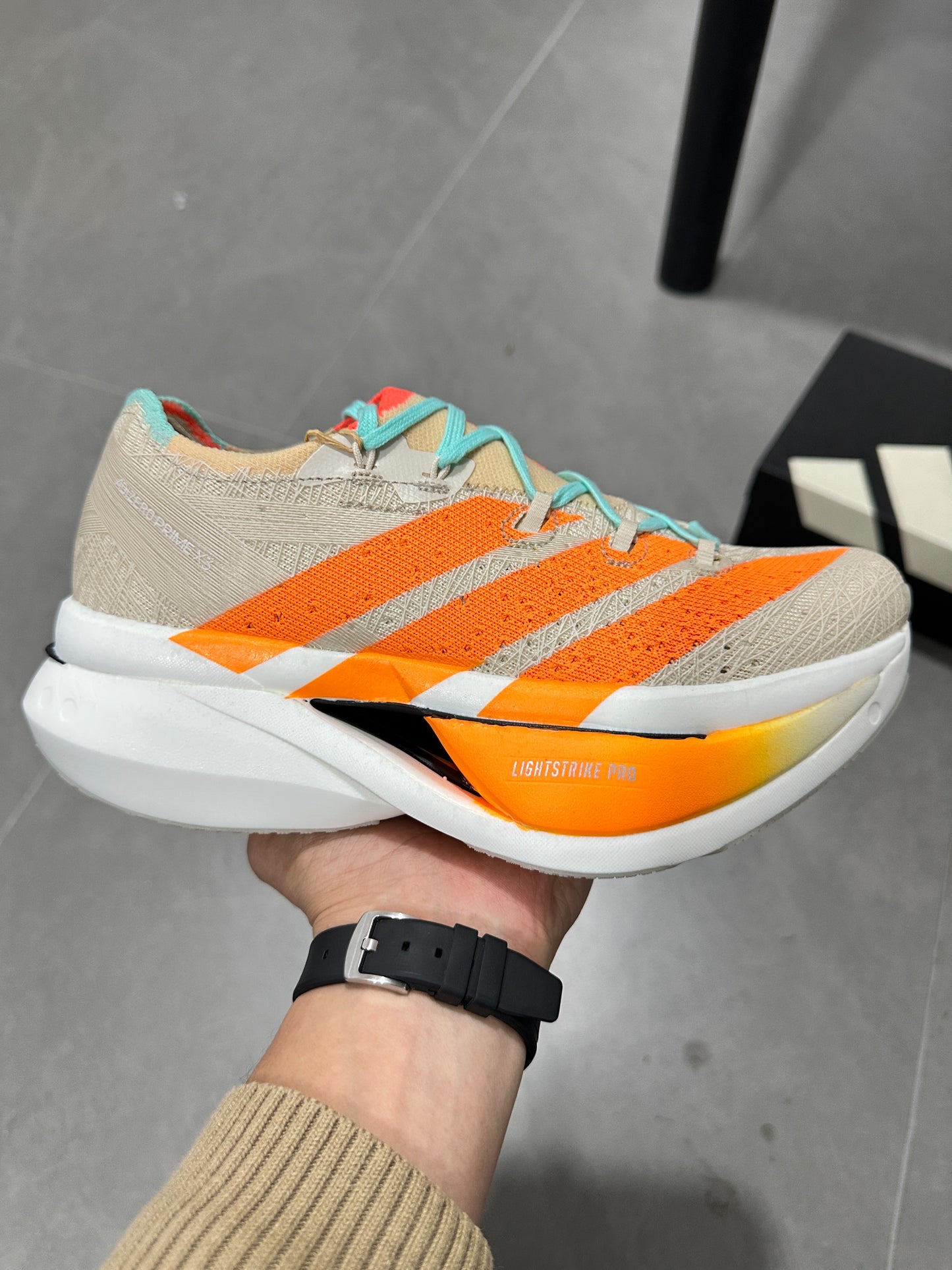 Adidas Adizero Prime X3 Strung Shoes Beige | Orange