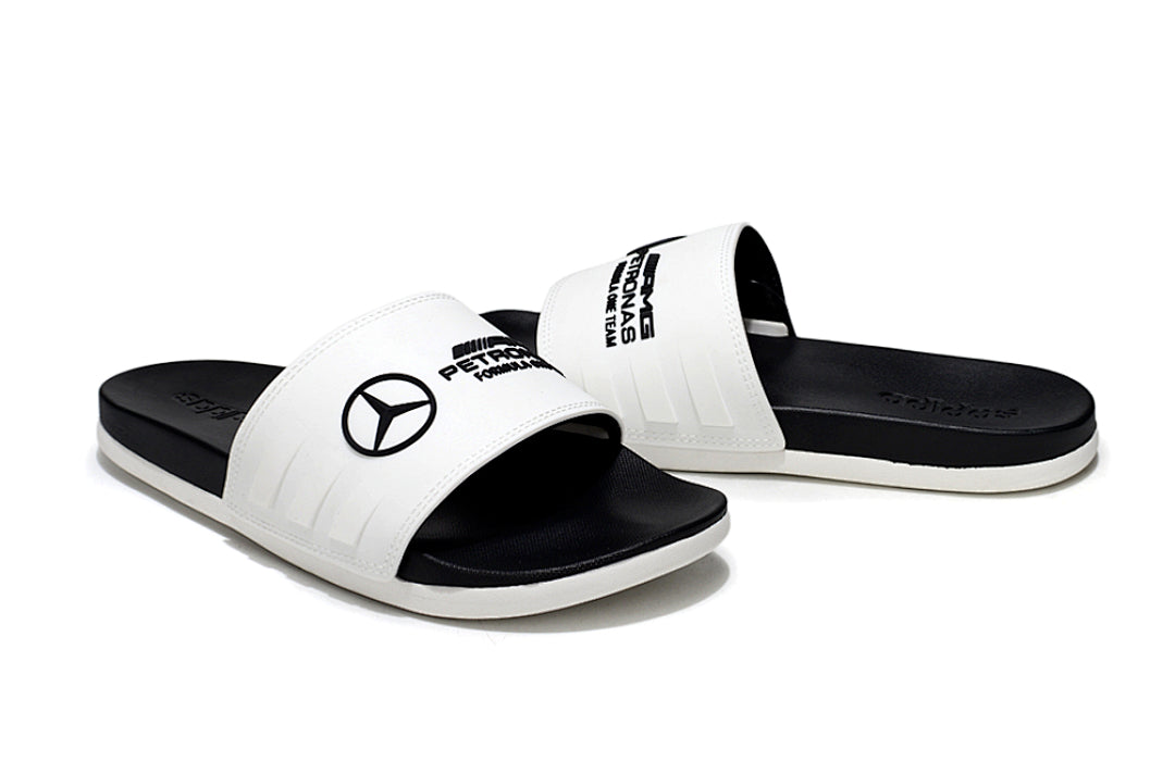 Adidas x Mercedes-Benz Adilette Slides White Black Custom-Edition