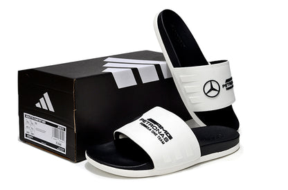 Adidas x Mercedes-Benz Adilette Slides White Black Custom-Edition