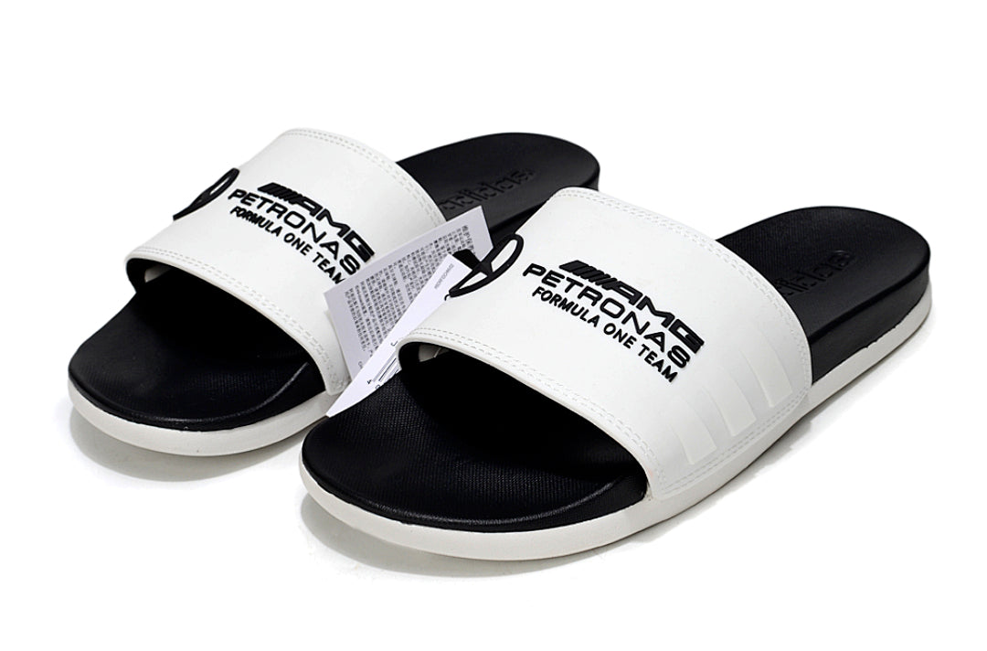 Adidas x Mercedes-Benz Adilette Slides White Black Custom-Edition