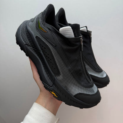 HOKA Zip-Up Transport Sneakers, Black Reflective, Vibram