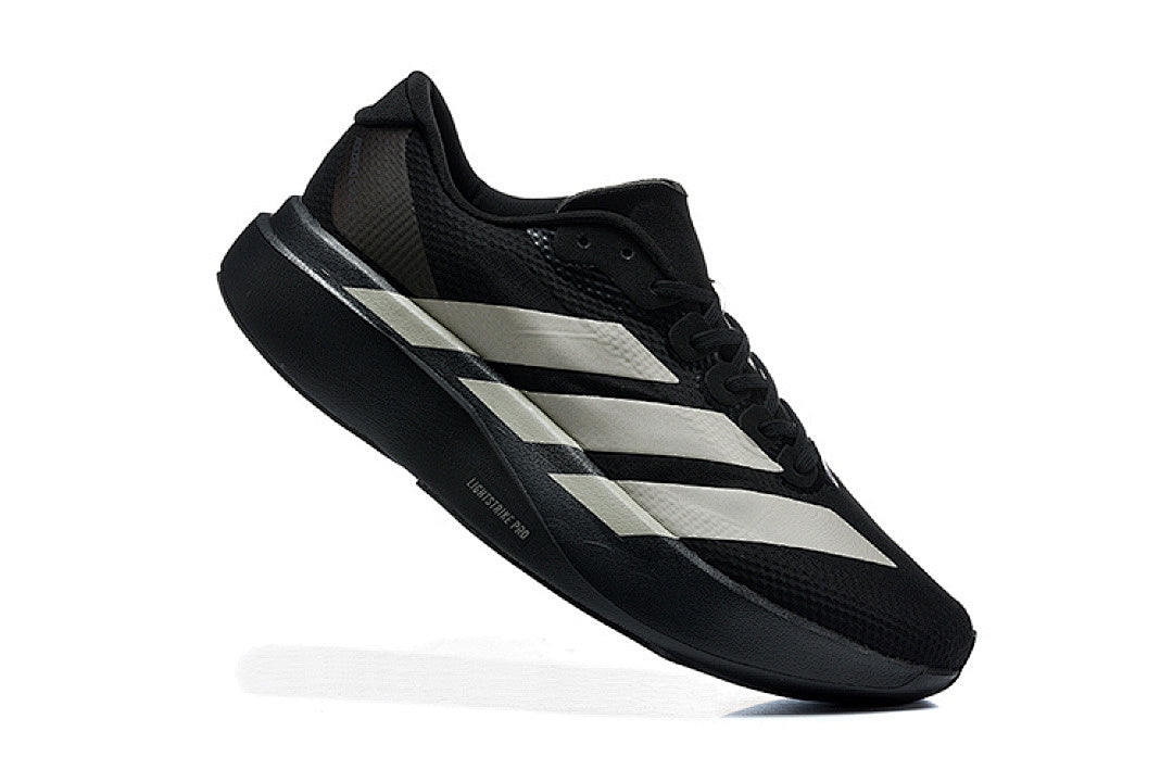 Adidas Adizero Evo SL Woven Running Shoes in Core Black / Silver Metallic