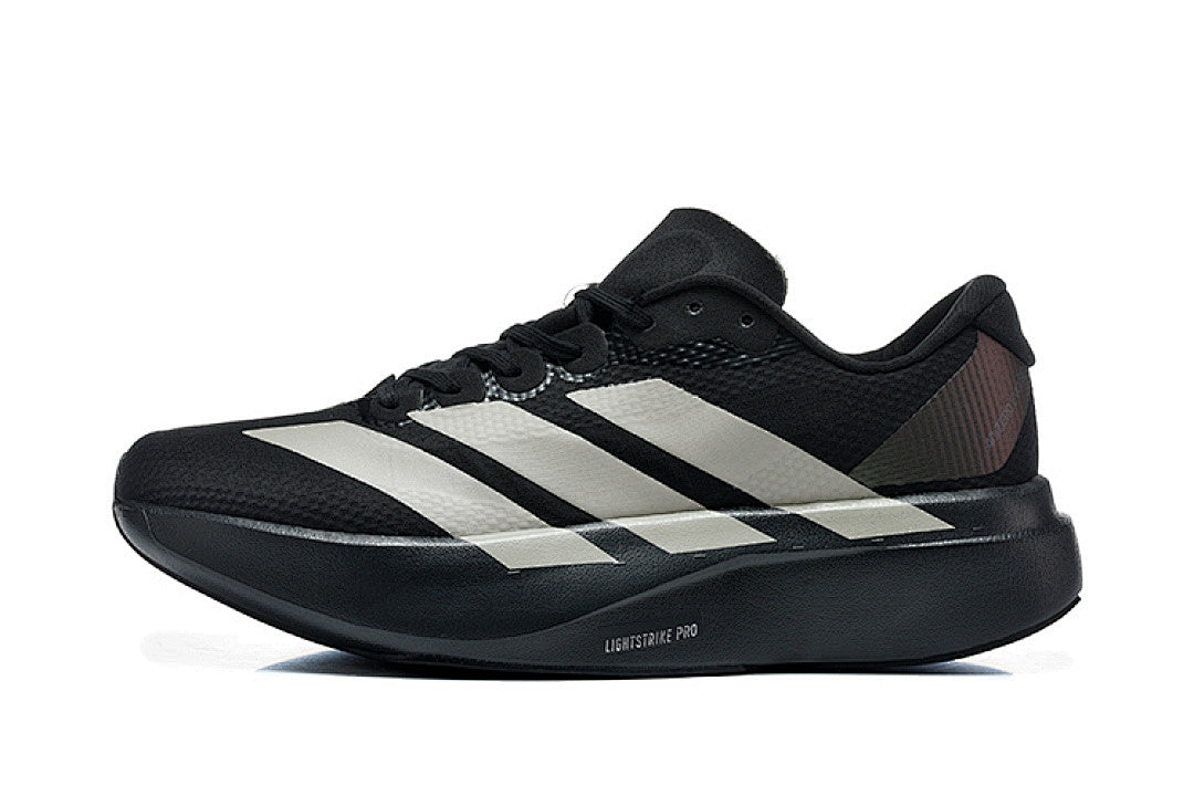 Adidas Adizero Evo SL Woven Running Shoes in Core Black / Silver Metallic