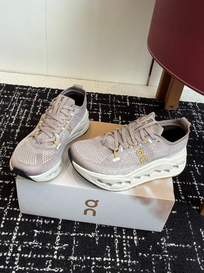 On Cloudtilt Unisex Sport Sneakers Light Grey Gold Accent White Hollow CloudTec Phase Midsole Road Running Shoes