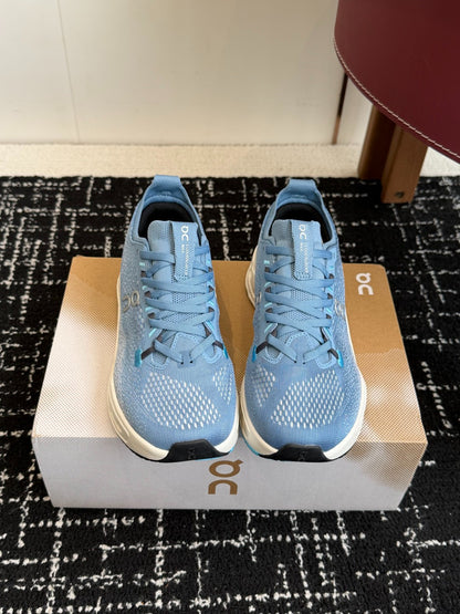 Cloudsurfer Max Cushioned Running Sneakers Light Blue Breathable Knit Sport Shoes Unisex