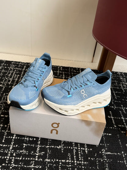 Cloudsurfer Max Cushioned Running Sneakers Light Blue Breathable Knit Sport Shoes Unisex