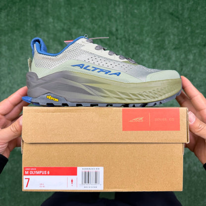 Altra Olympus 6 Sage Green Grey Blue Zero Drop Breathable Trail Running Sneakers