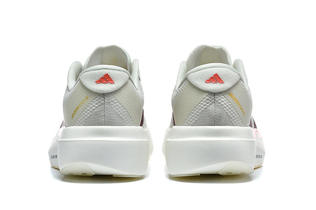Adidas Adizero Evo SL Running Shoes in Off-White / Maroon / Solar Red