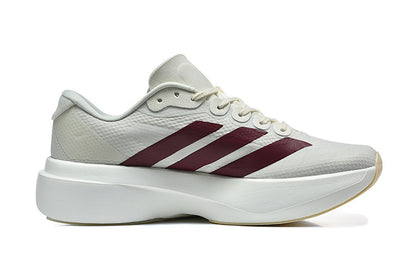Adidas Adizero Evo SL Running Shoes in Off-White / Maroon / Solar Red