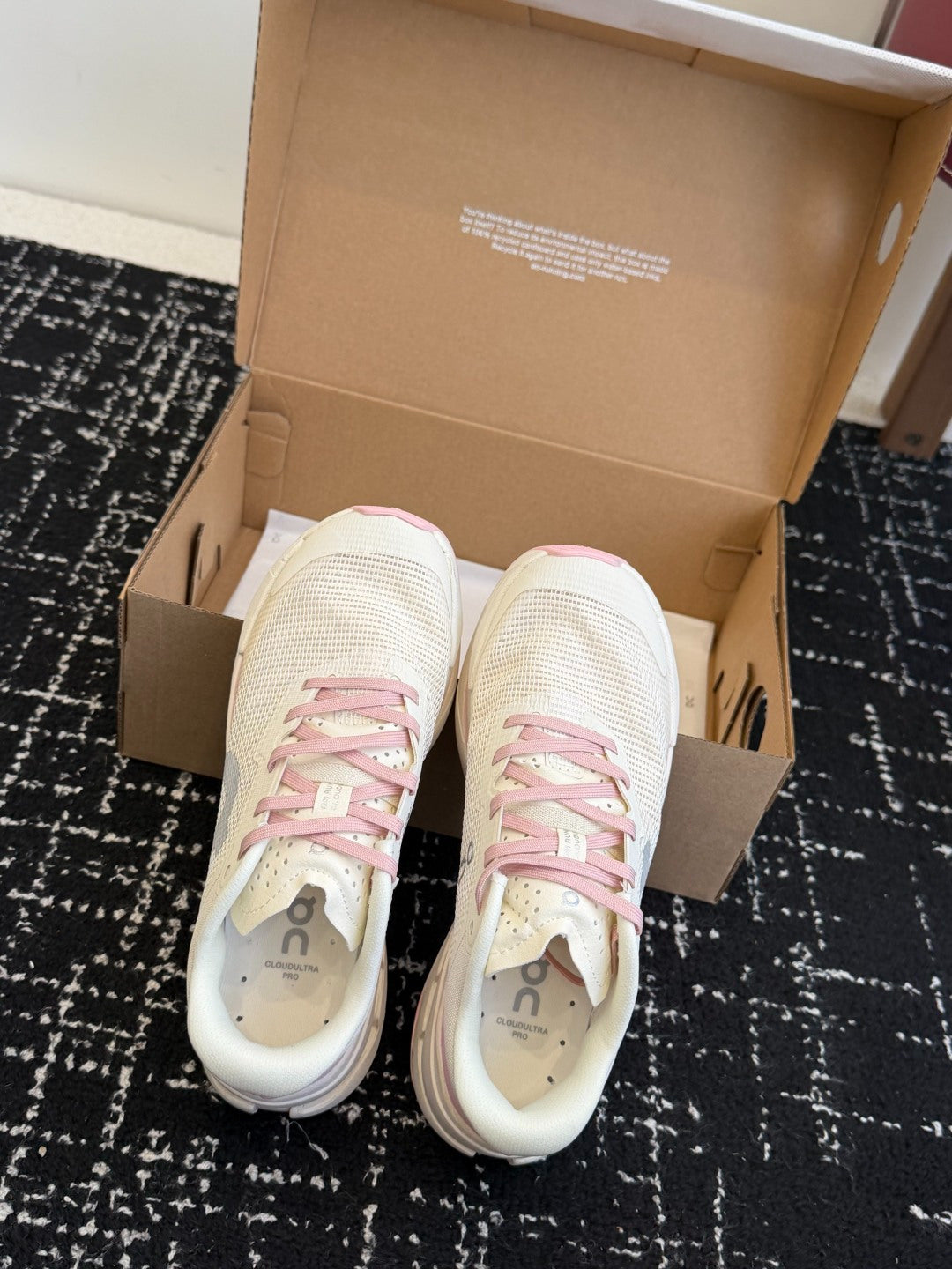 On Cloudmonster Unisex Road Running Sneakers Cream Off White Blush Pink Accent Thick CloudTec Sport Shoes