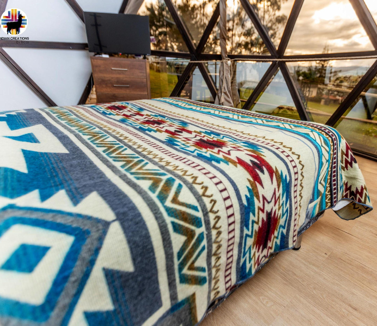 Handmade Alpaca Wool Blanket. (The Nile) Queen Size. Handcrafted by Indigenous Hands. Super Soft and Warm. FREE SHIPPING. Gift Ideas