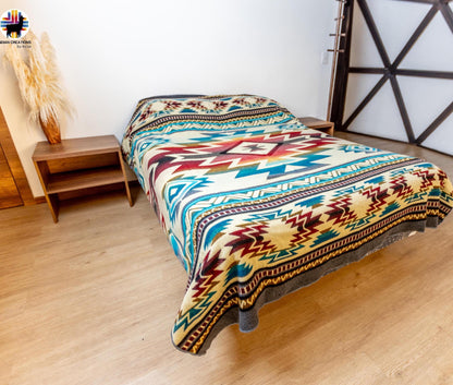 Handmade Alpaca Wool Blanket. (The Nile) Queen Size. Handcrafted by Indigenous Hands. Super Soft and Warm. FREE SHIPPING. Gift Ideas