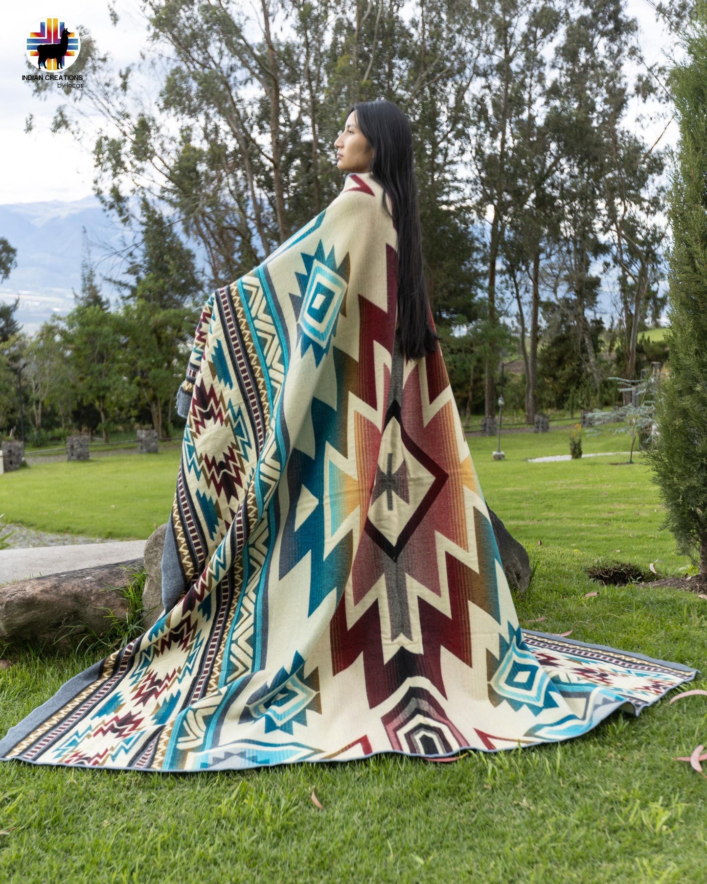 Handmade Alpaca Wool Blanket. (The Nile) Queen Size. Handcrafted by Indigenous Hands. Super Soft and Warm. FREE SHIPPING. Gift Ideas